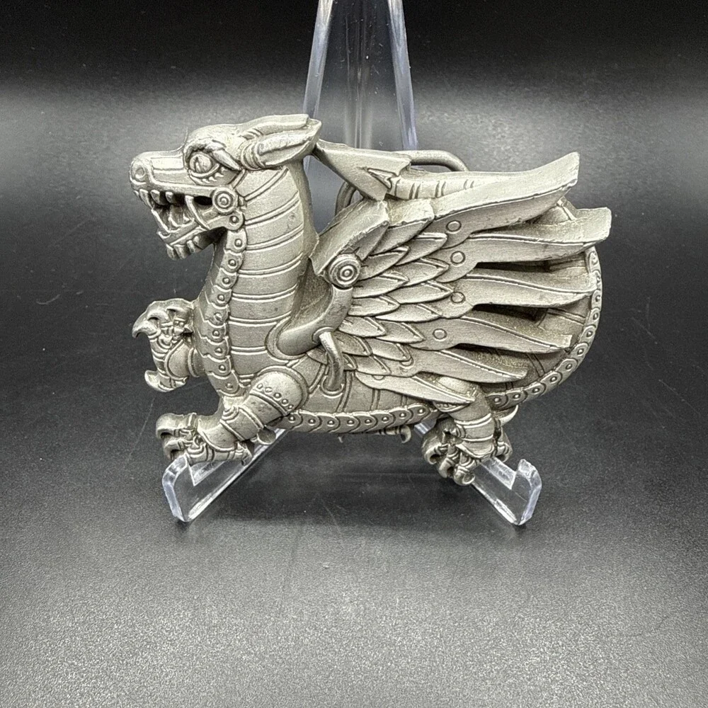 New Vintage 1997 GAP Mythological Dragon Fine Pewter Belt Buckle USA
